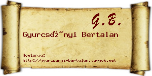 Gyurcsányi Bertalan névjegykártya